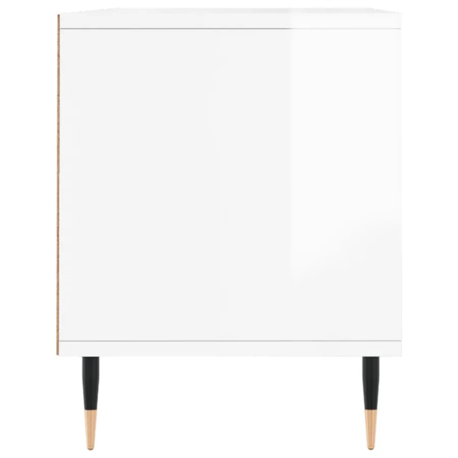 Meuble TV blanc brillant 100x34,5x44,5 cm bois d'ingénierie - 7