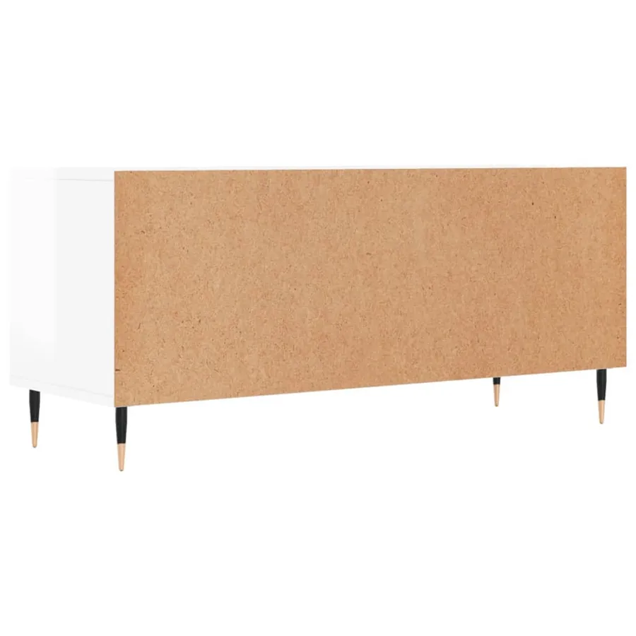 Meuble TV blanc brillant 100x34,5x44,5 cm bois d'ingénierie - 8