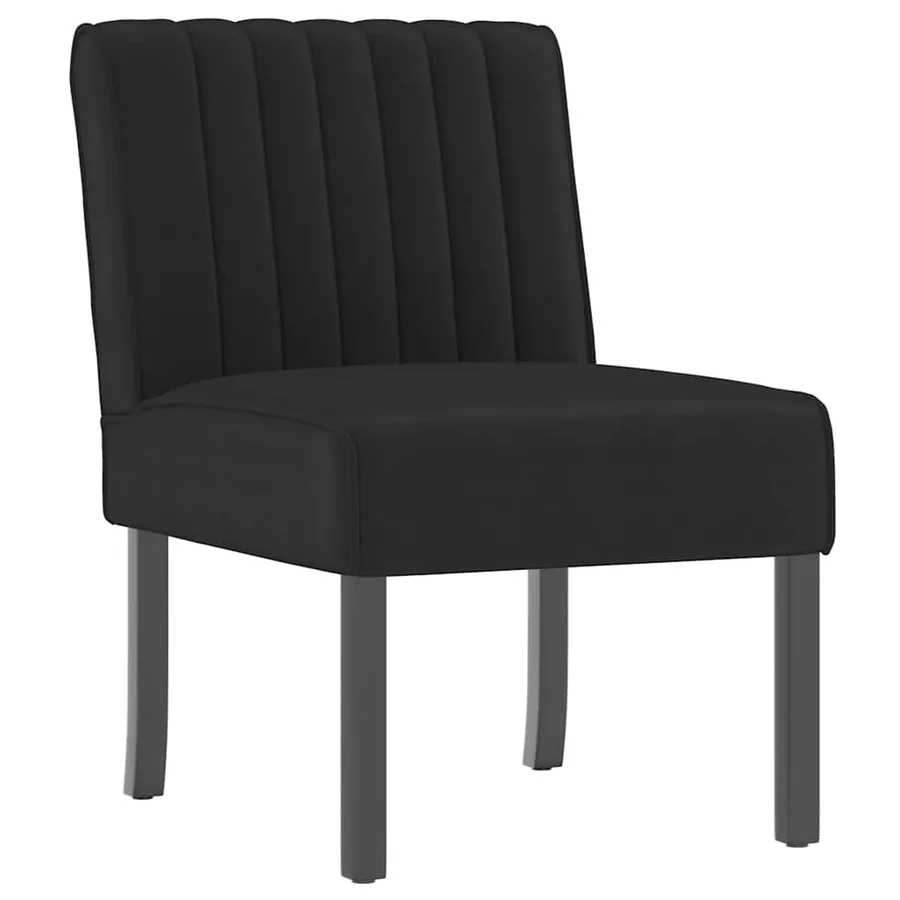 Fauteuil sans accoudoirs noir velours - 2