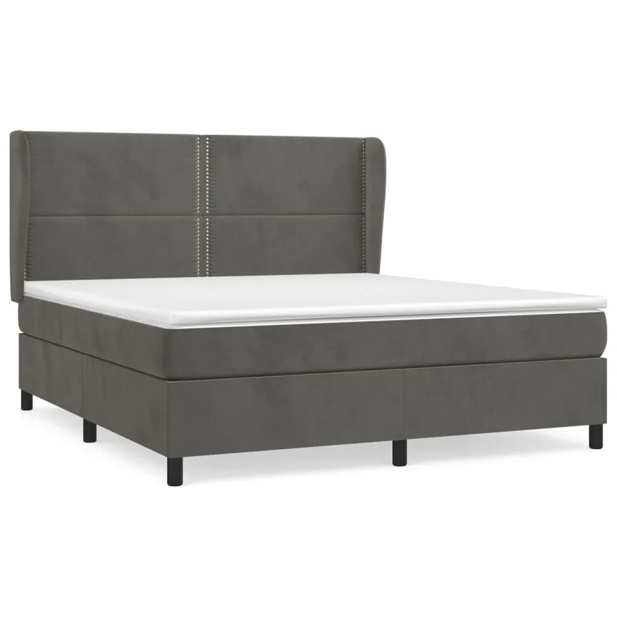 Sommier à lattes de lit et matelas Gris foncé 180x200cm Velours - 2
