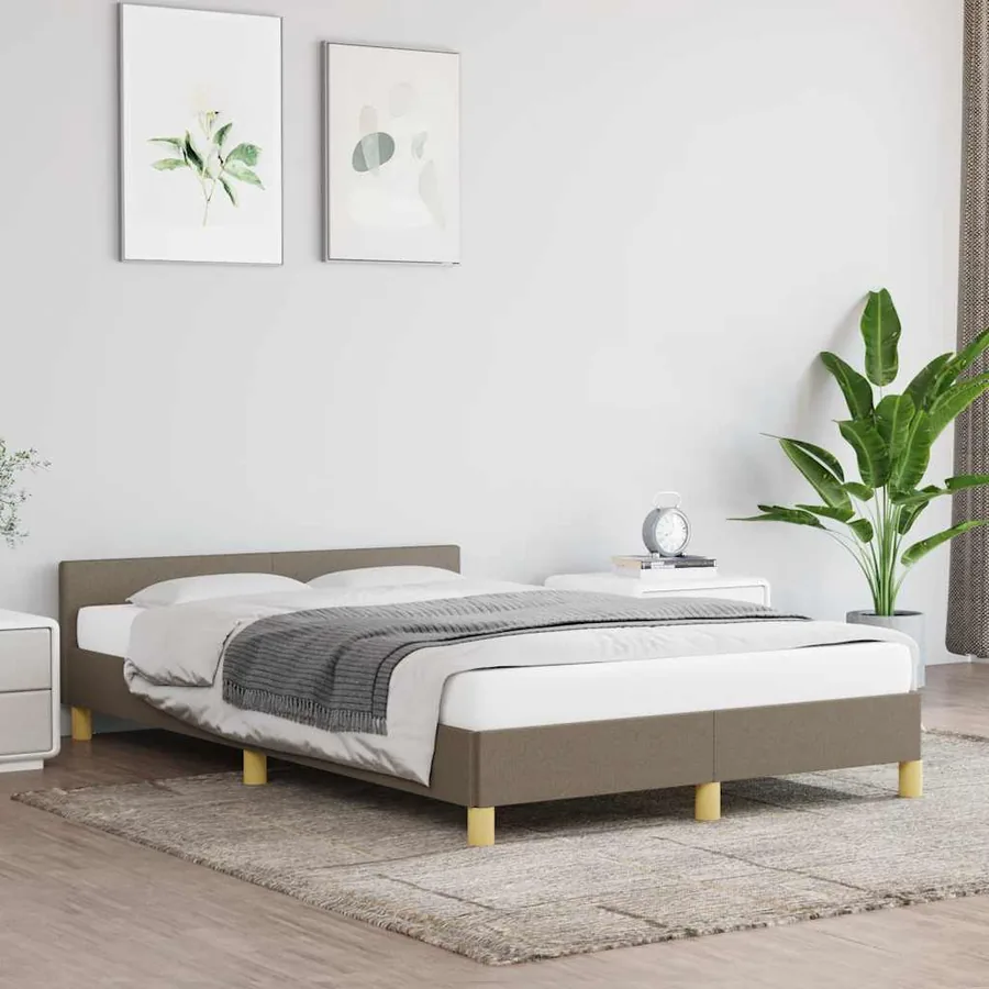 Cadre de lit sans matelas taupe 120x200 cm tissu