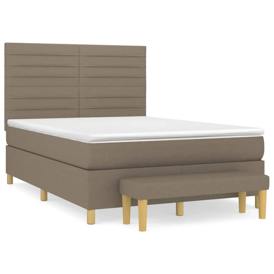 Sommier à lattes de lit avec matelas Taupe 140x190 cm Tissu - 2