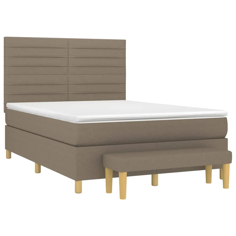Sommier à lattes de lit avec matelas Taupe 140x190 cm Tissu - 3