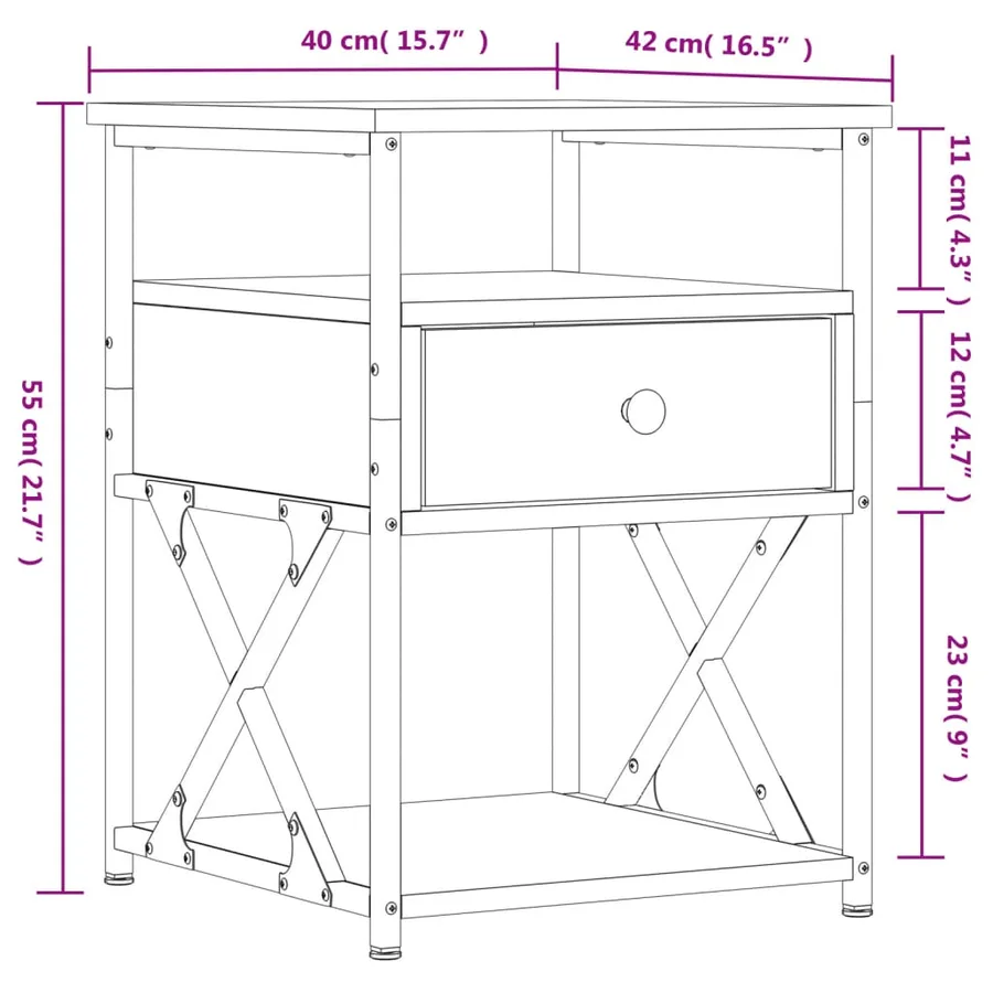Tables de chevet 2 pcs sonoma gris 40x42x55cm bois d'ingénierie - 12
