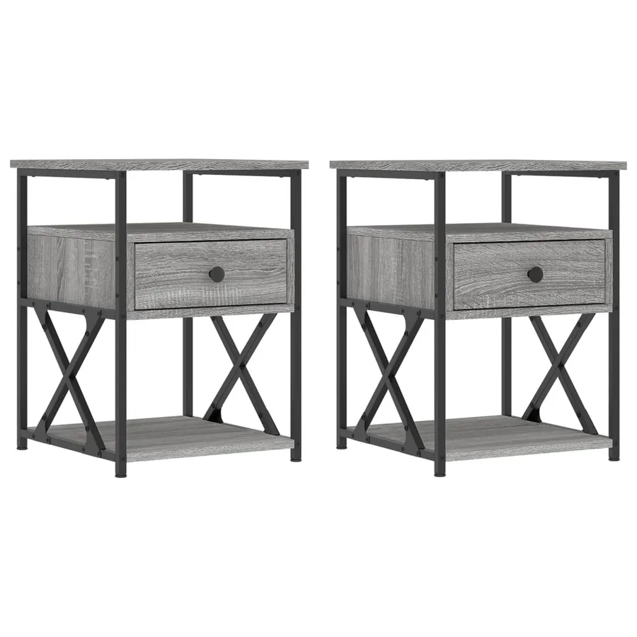 Tables de chevet 2 pcs sonoma gris 40x42x55cm bois d'ingénierie - 2