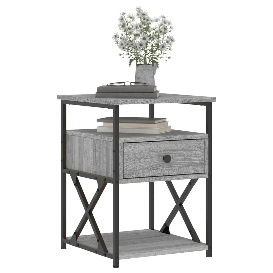 Tables de chevet 2 pcs sonoma gris 40x42x55cm bois d'ingénierie - 3