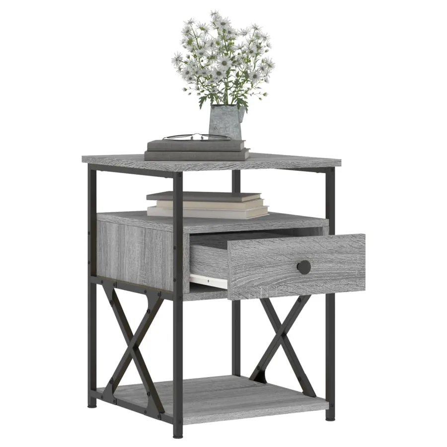 Tables de chevet 2 pcs sonoma gris 40x42x55cm bois d'ingénierie - 4