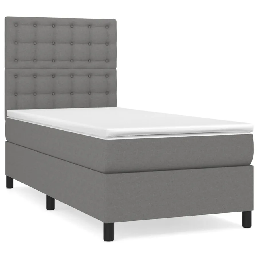 Sommier à lattes de lit avec matelas Gris foncé 90x200 cm Tissu - 2