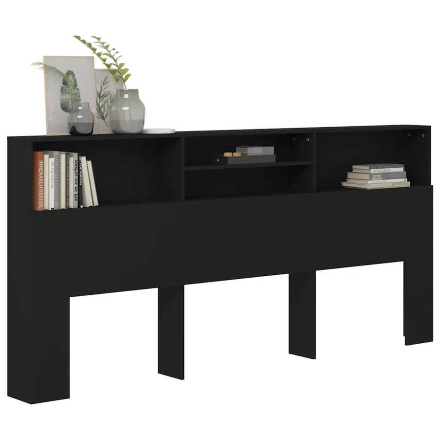 Armoire de tête de lit Noir 220x19x103,5 cm - 6
