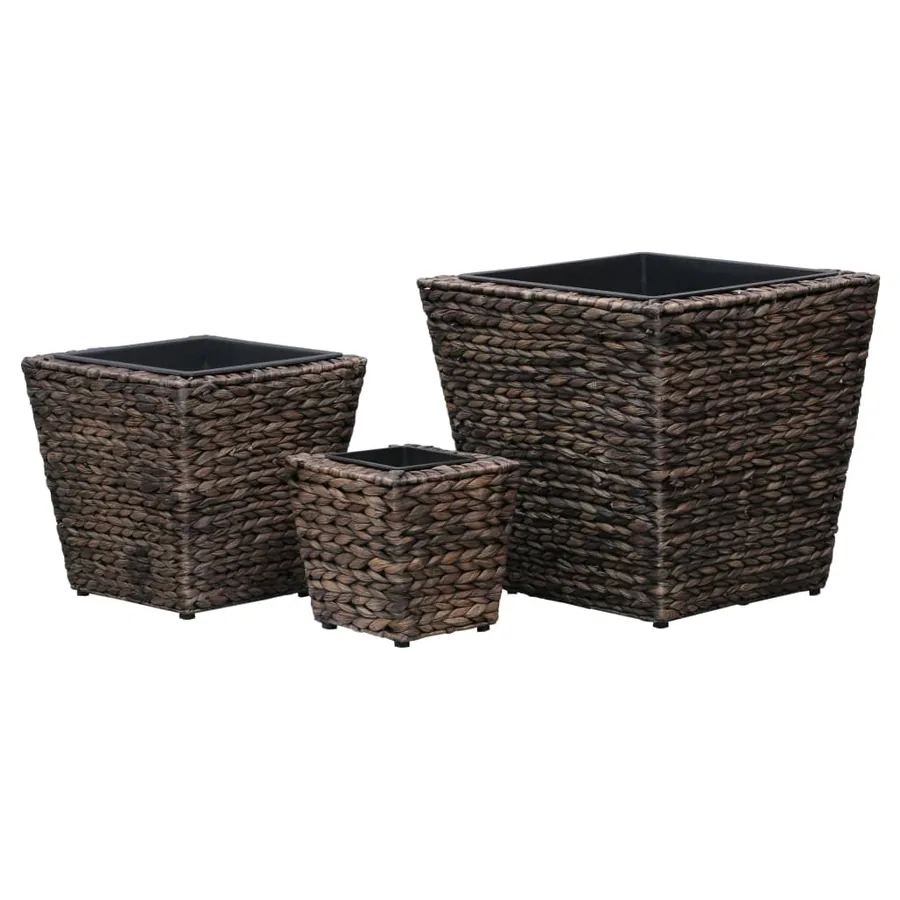 Lits surélevés 3 pcs Jacinthe d'eau Marron