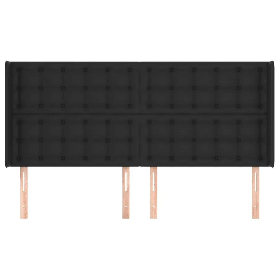 Tête de lit avec oreilles Noir 203x16x118/128 cm Similicuir - 3