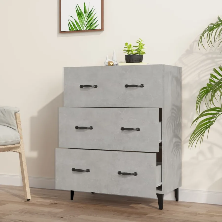 Buffet gris béton 69,5x34x90 cm bois d'ingénierie - 3