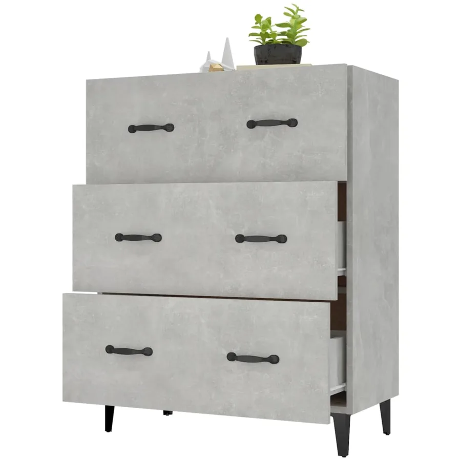 Buffet gris béton 69,5x34x90 cm bois d'ingénierie - 4