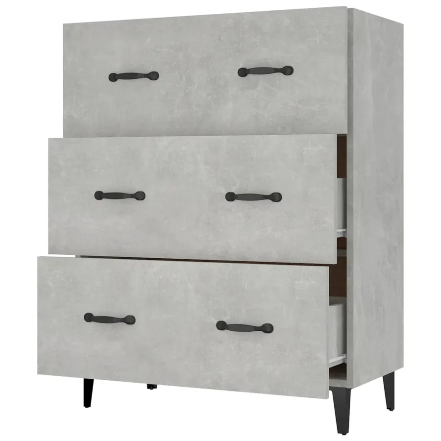 Buffet gris béton 69,5x34x90 cm bois d'ingénierie - 5