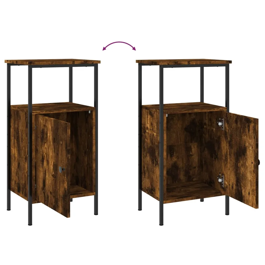 Table de chevet chêne fumé 41x31x80 cm bois d'ingénierie - 9