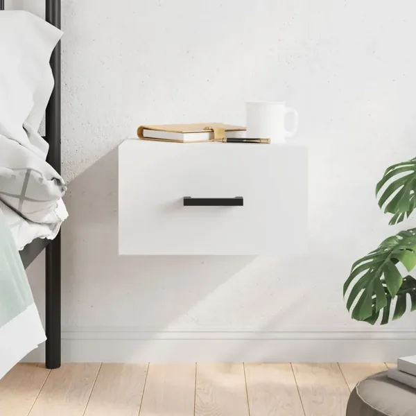 Table de chevet murale blanc 35x35x20 cm