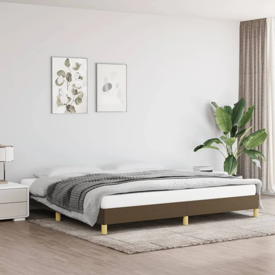 Cadre de lit sans matelas marron foncé 200x200 cm tissu