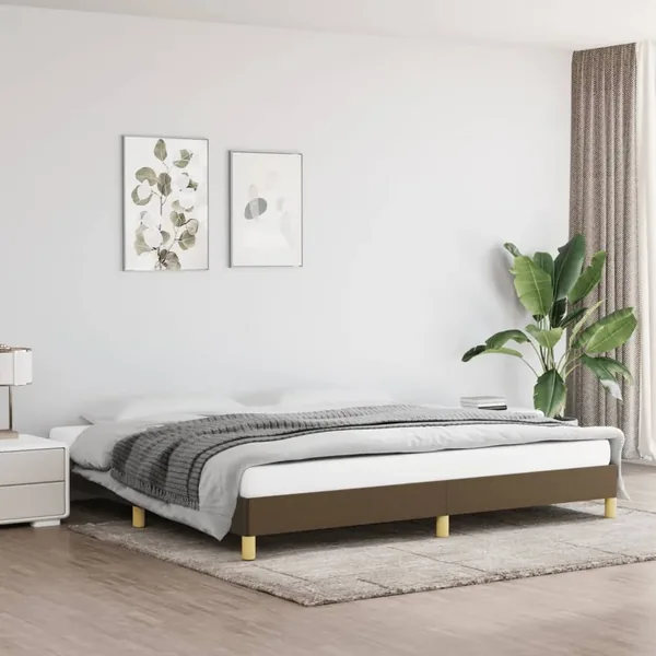 Cadre de lit sans matelas marron foncé 200x200 cm tissu