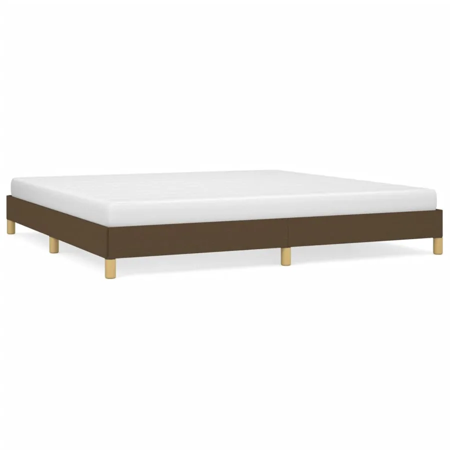 Cadre de lit sans matelas marron foncé 200x200 cm tissu - 2