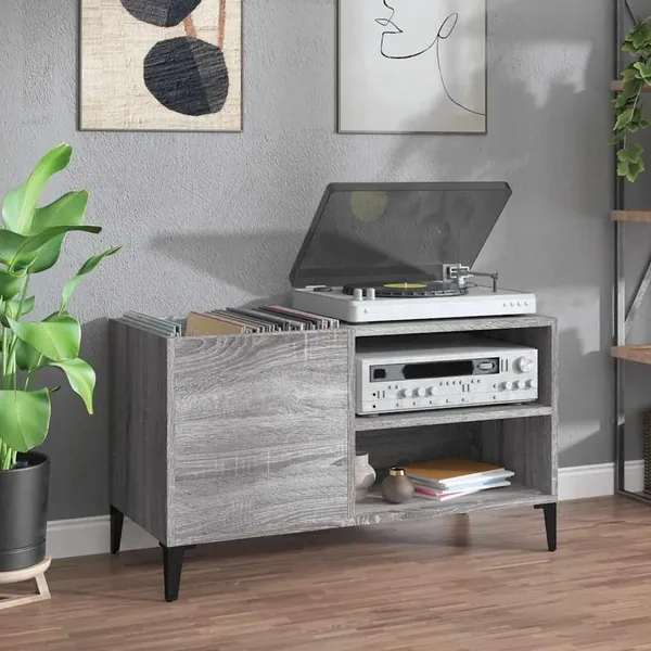 Armoire à disques sonoma gris 84,5x38x48 cm bois d'ingénierie