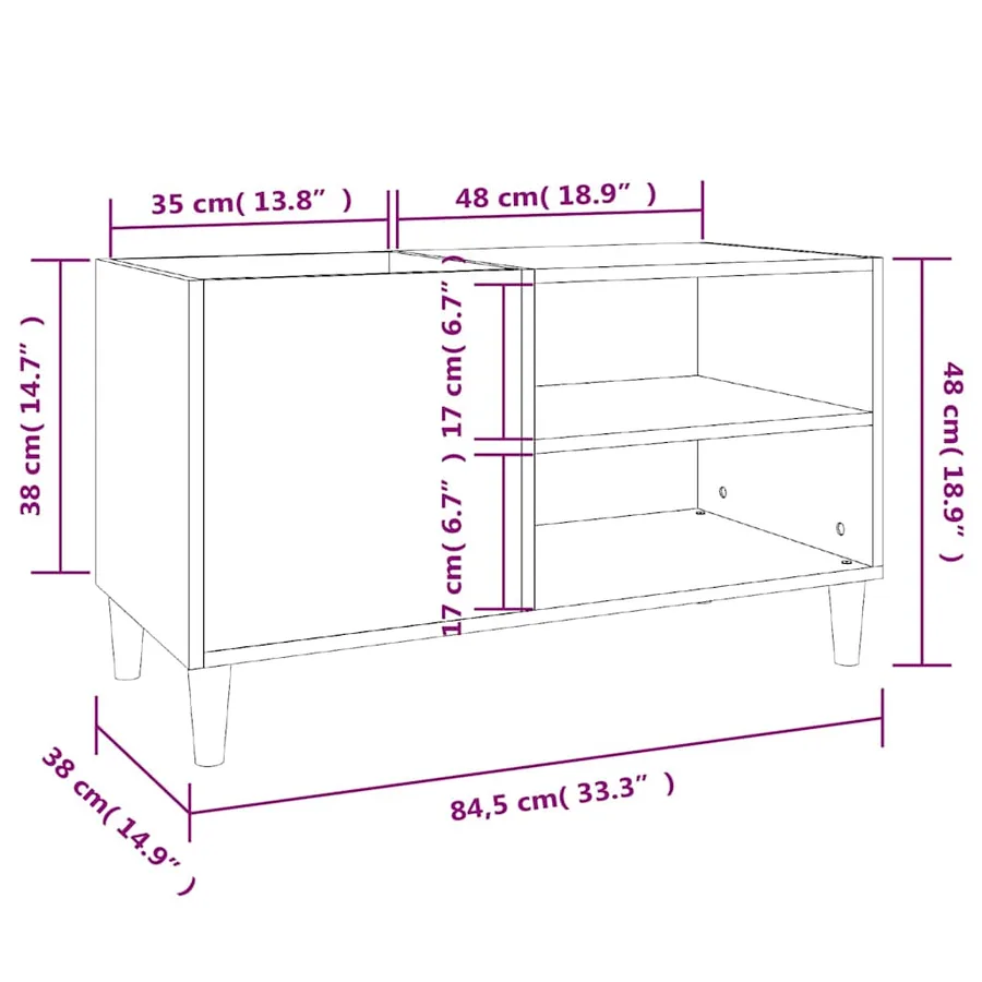Armoire à disques sonoma gris 84,5x38x48 cm bois d'ingénierie - 8
