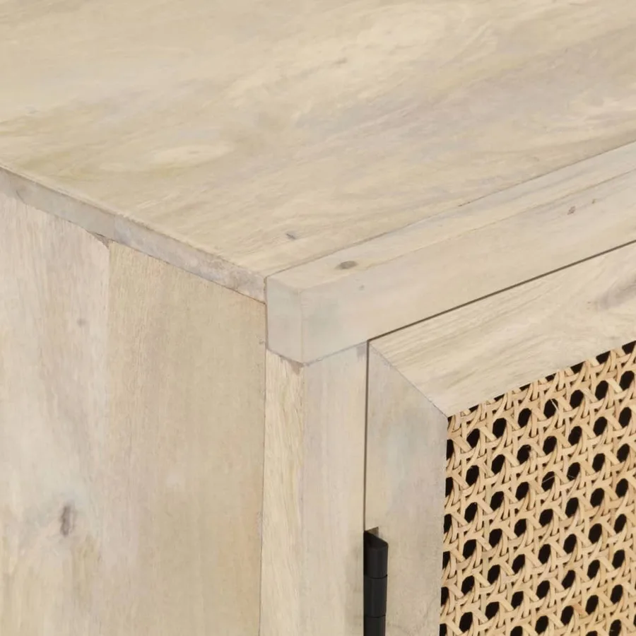 Buffet 60x35x70 cm Bois de manguier massif et canne naturelle - 5
