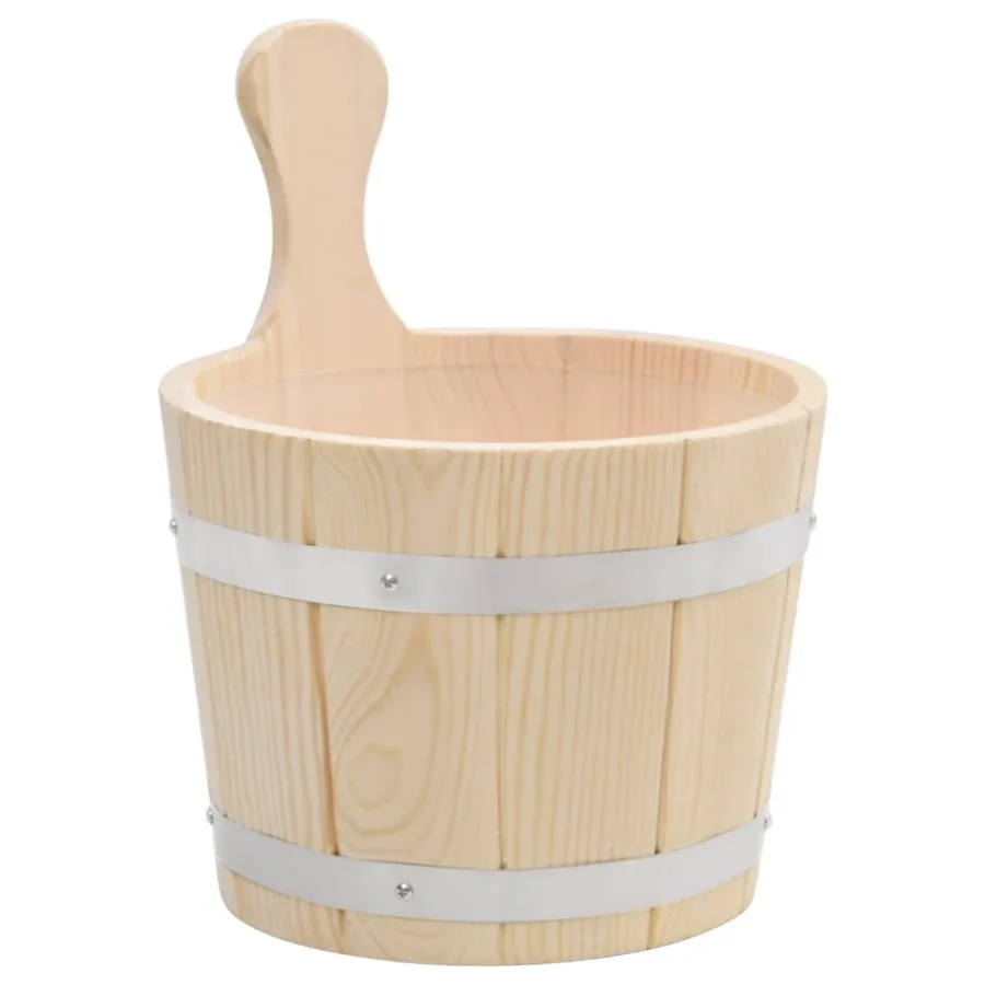 Ensemble de seau et louche pour sauna Bois massif de pin - 2