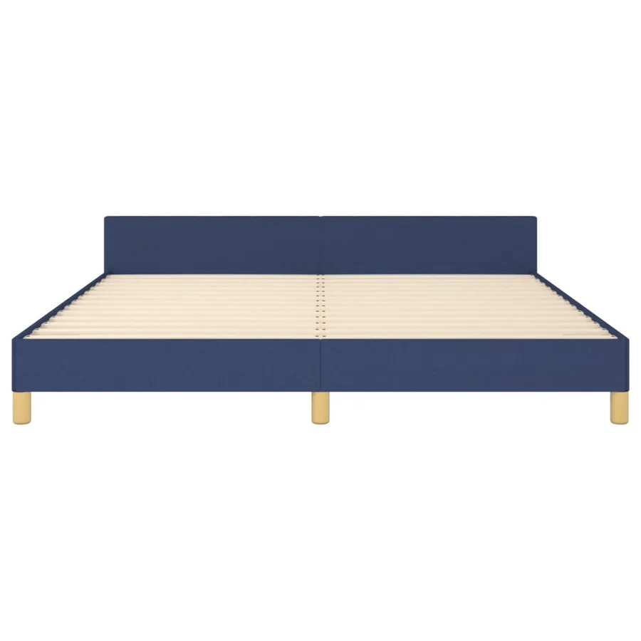 Cadre de lit sans matelas bleu tissu - 6