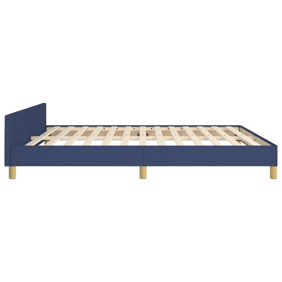 Cadre de lit sans matelas bleu tissu - 7
