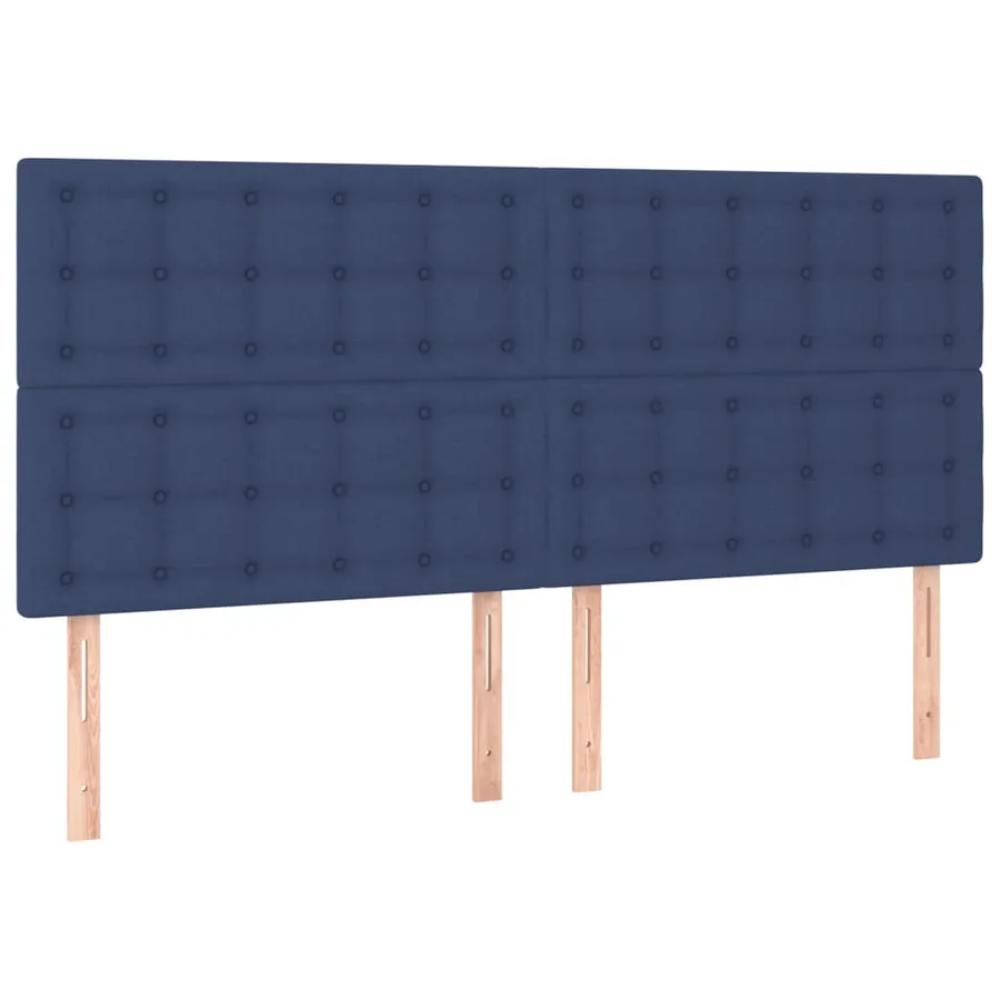 Cadre de lit sans matelas bleu tissu - 9