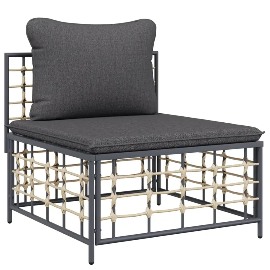 Salon de jardin 5 pcs avec coussins anthracite résine tressée - 5