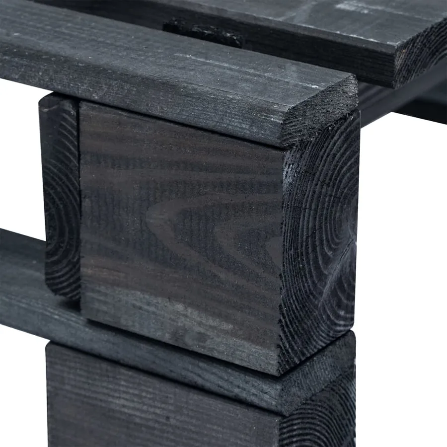 Pouf palette de jardin noir bois de pin imprégné - 5