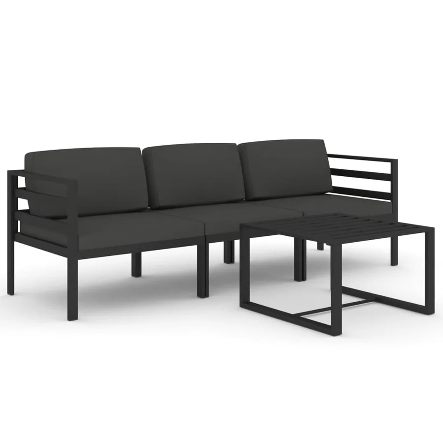 Salon de jardin 4 pcs avec coussins Aluminium Anthracite - 2