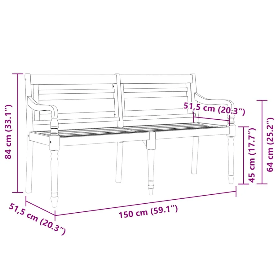 Banc Batavia avec coussin taupe 150 cm Bois de teck massif - 8