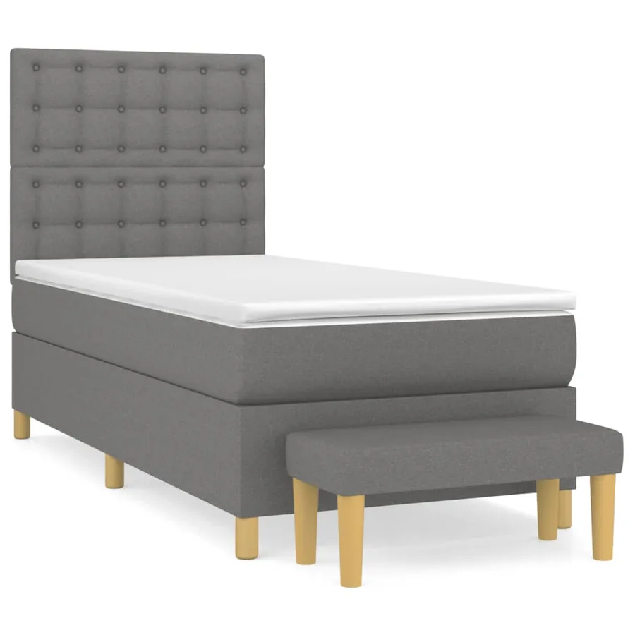 Sommier à lattes de lit et matelas Gris foncé 90x190 cm Tissu - 2
