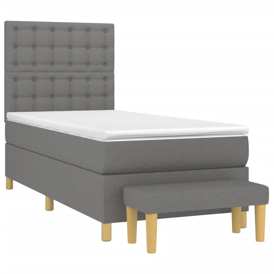 Sommier à lattes de lit et matelas Gris foncé 90x190 cm Tissu - 3