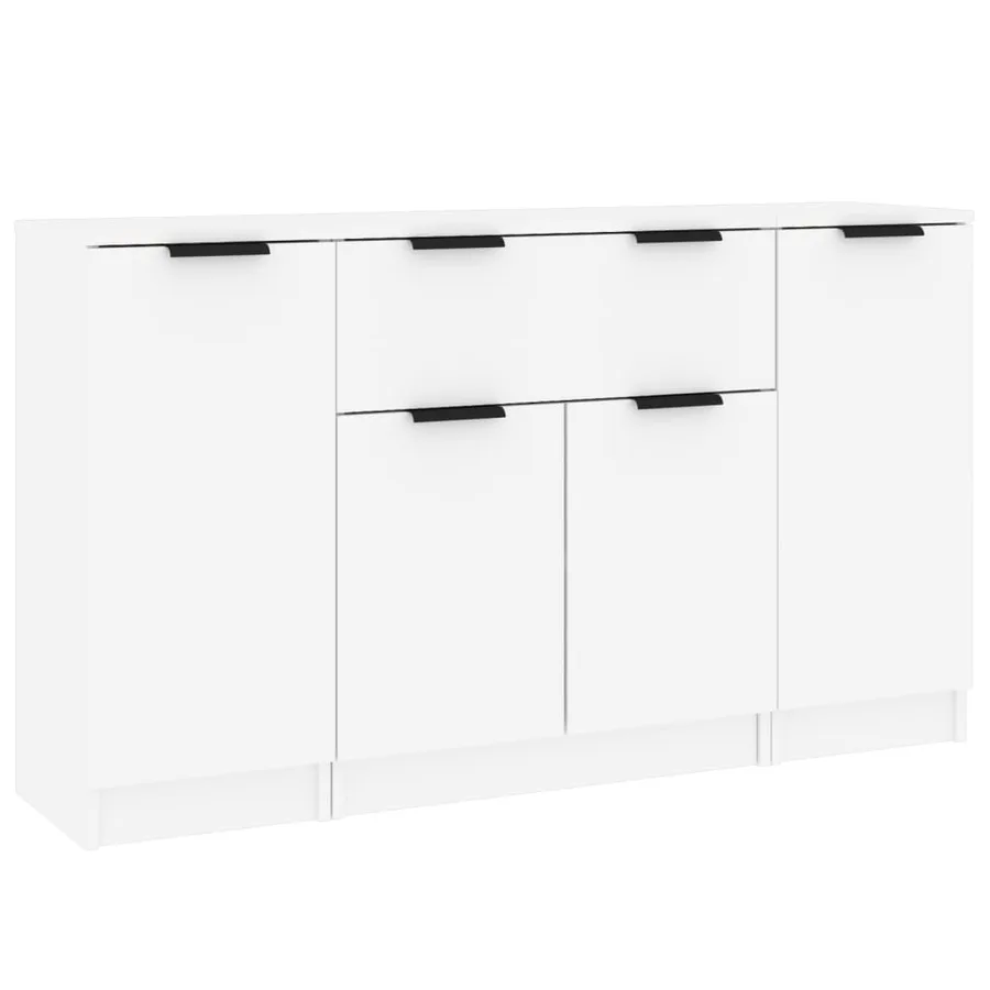 Buffets 3 pcs Blanc Bois d'ingénierie - 2