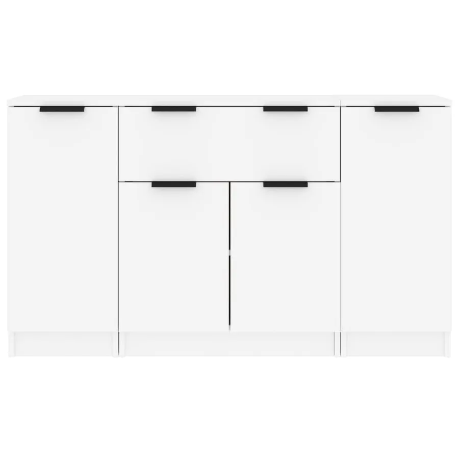 Buffets 3 pcs Blanc Bois d'ingénierie - 5