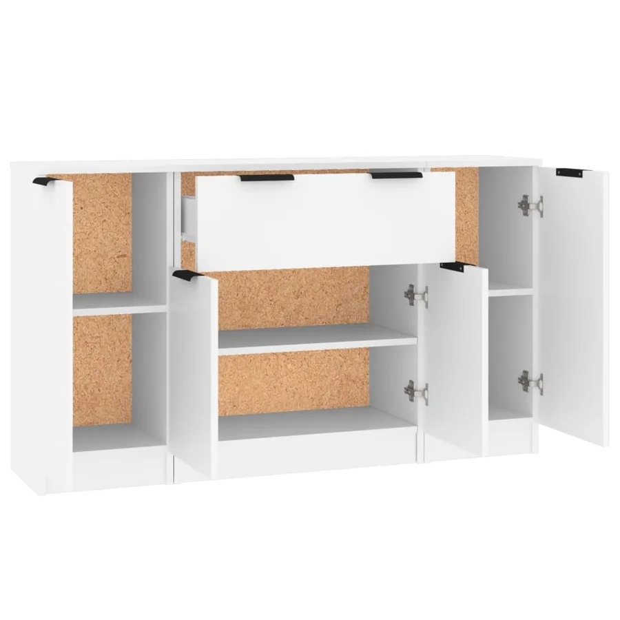 Buffets 3 pcs Blanc Bois d'ingénierie - 6