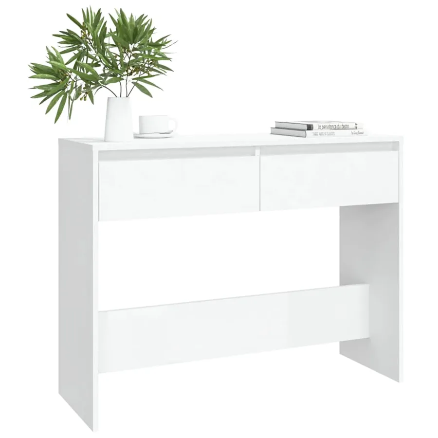 Table console blanc 100x35x76,5 cm bois d'ingénierie - 3