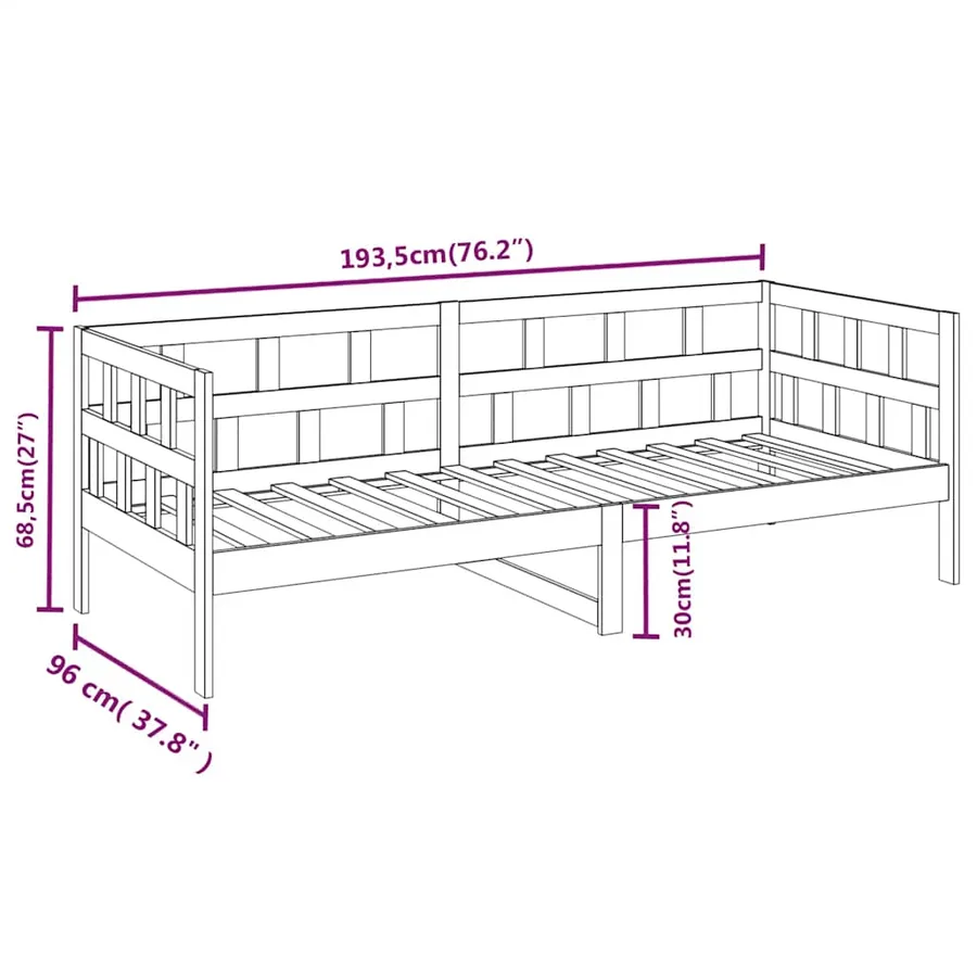 Lit de jour sans matelas bois de pin massif 90x190 cm - 11