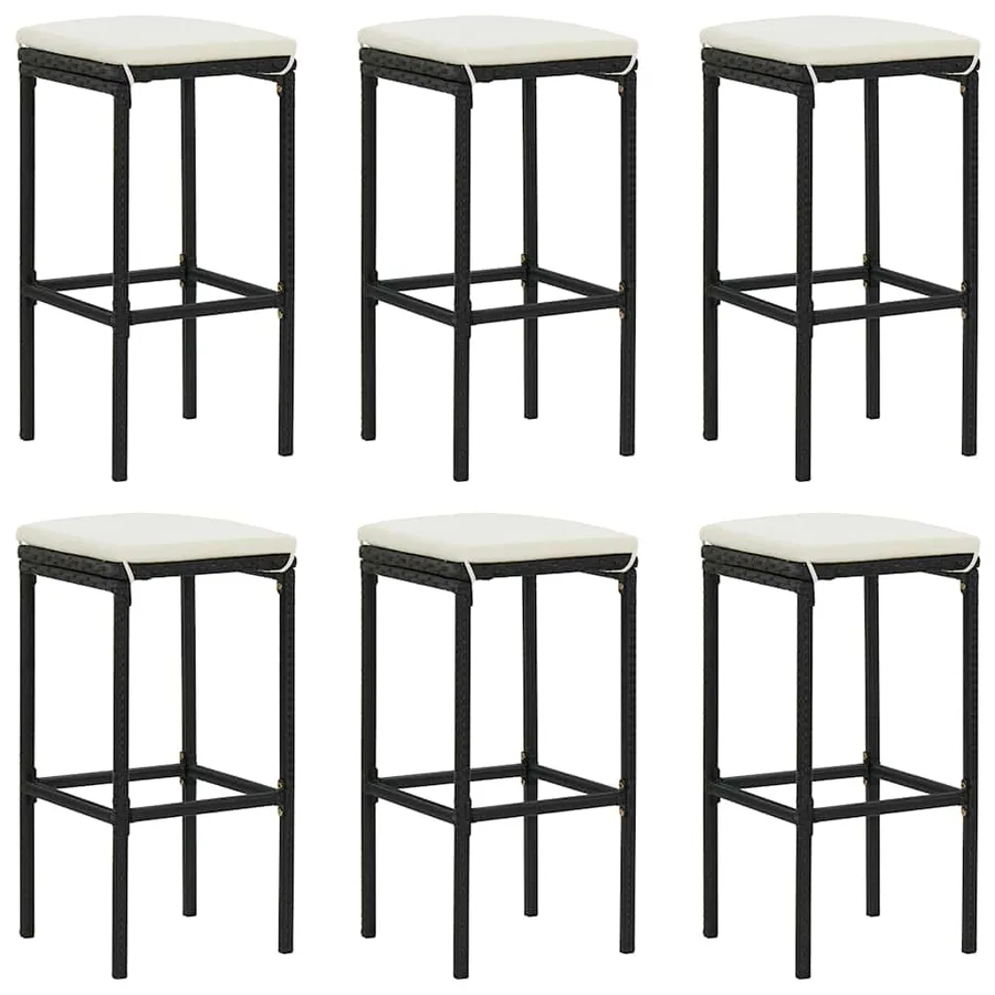 Ensemble de bar de jardin 7 pcs avec coussins noir poly rotin - 4