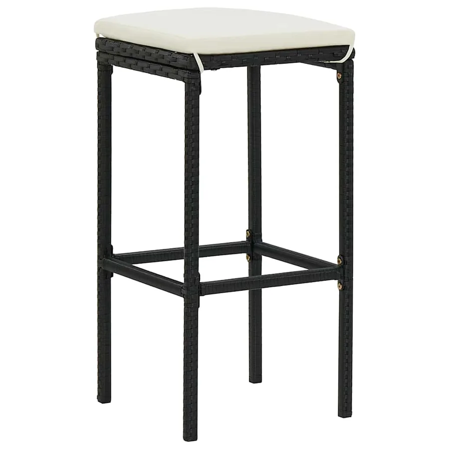 Ensemble de bar de jardin 7 pcs avec coussins noir poly rotin - 5