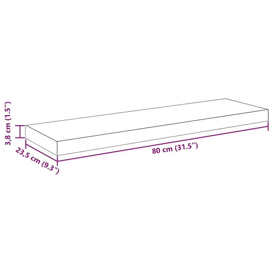 Étagères murales flottantes 2 pcs Chêne 80x23,5x3,8 cm MDF - 16