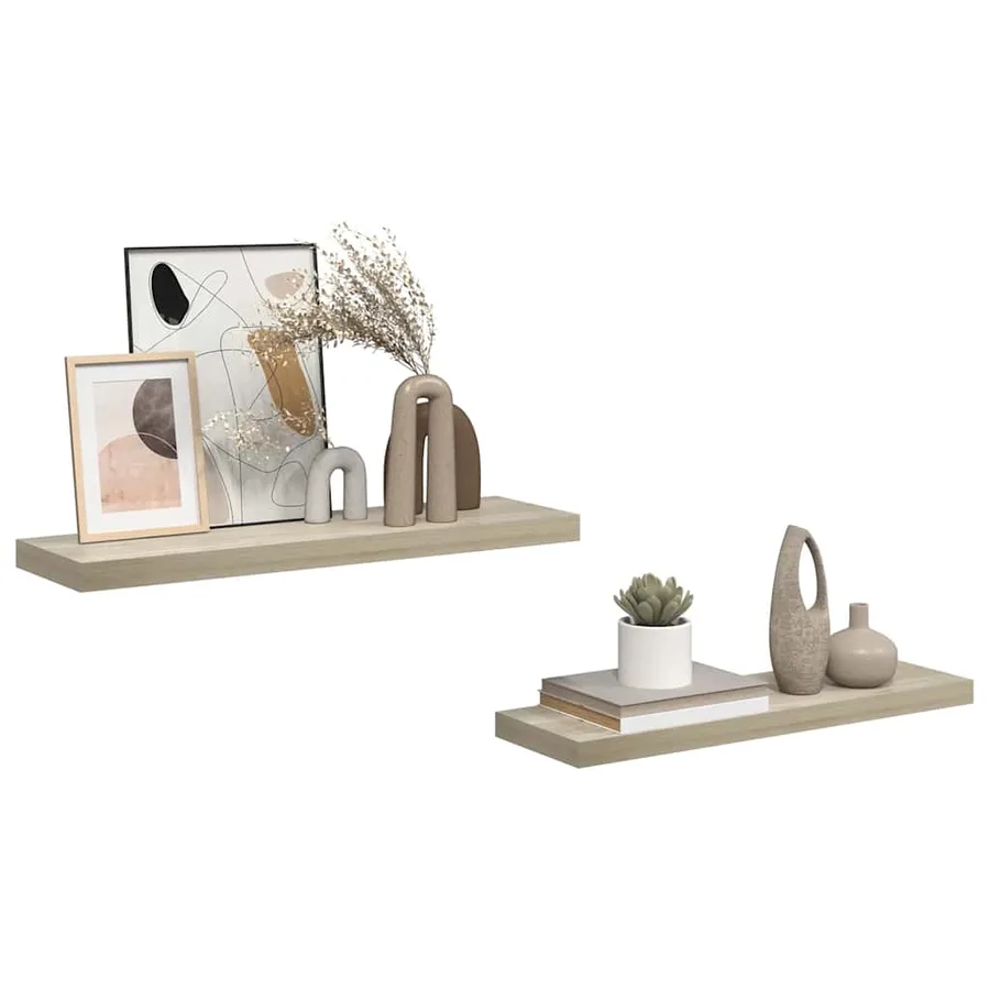 Étagères murales flottantes 2 pcs Chêne 80x23,5x3,8 cm MDF - 5