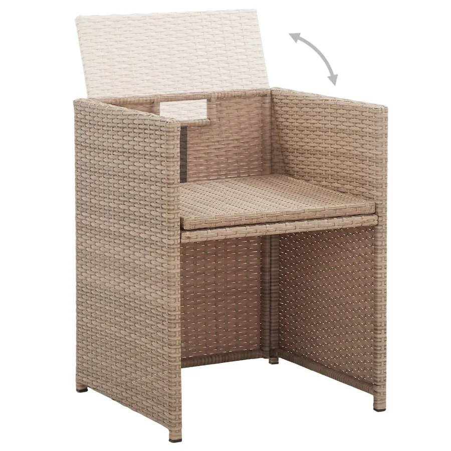 Ensemble à manger d'extérieur avec coussins 17 pcs rotin Beige - 10