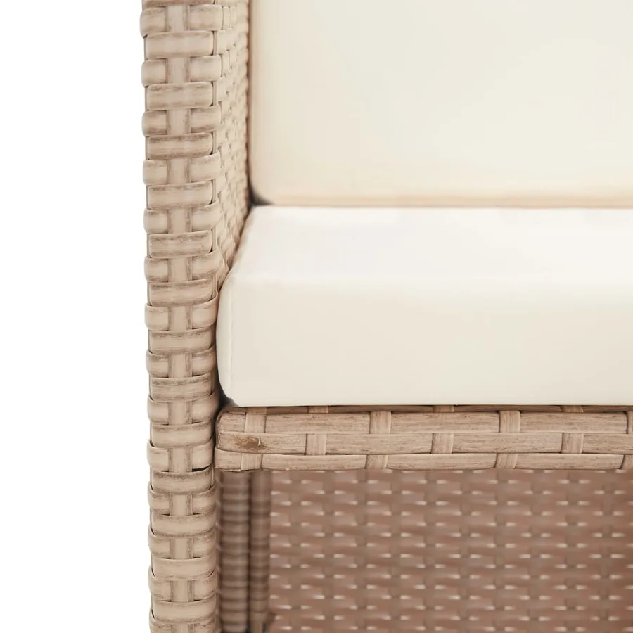 Ensemble à manger d'extérieur avec coussins 17 pcs rotin Beige - 12