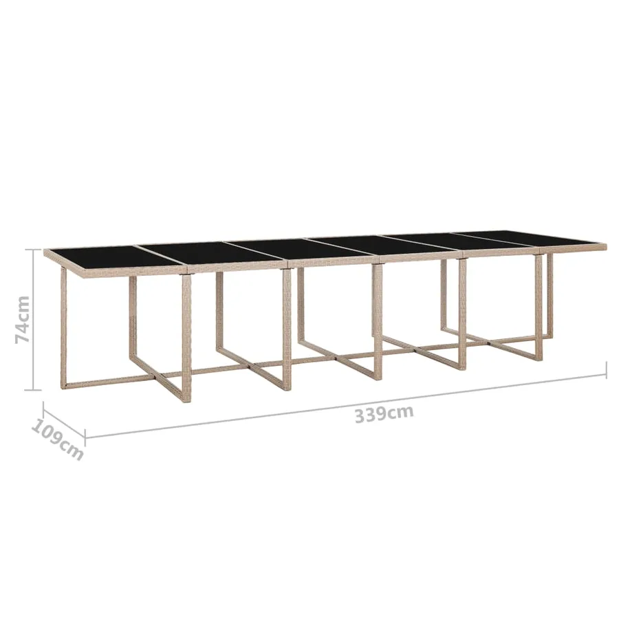 Ensemble à manger d'extérieur avec coussins 17 pcs rotin Beige - 13