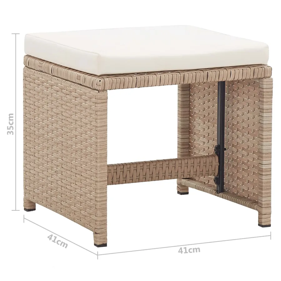 Ensemble à manger d'extérieur avec coussins 17 pcs rotin Beige - 14