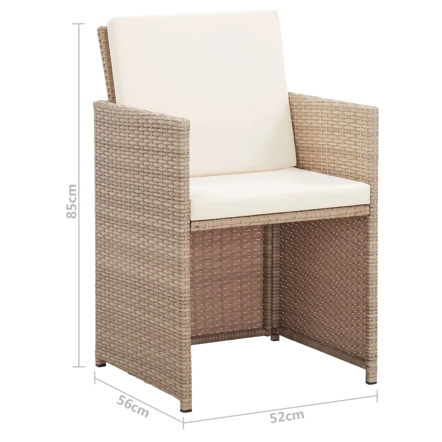 Ensemble à manger d'extérieur avec coussins 17 pcs rotin Beige - 15